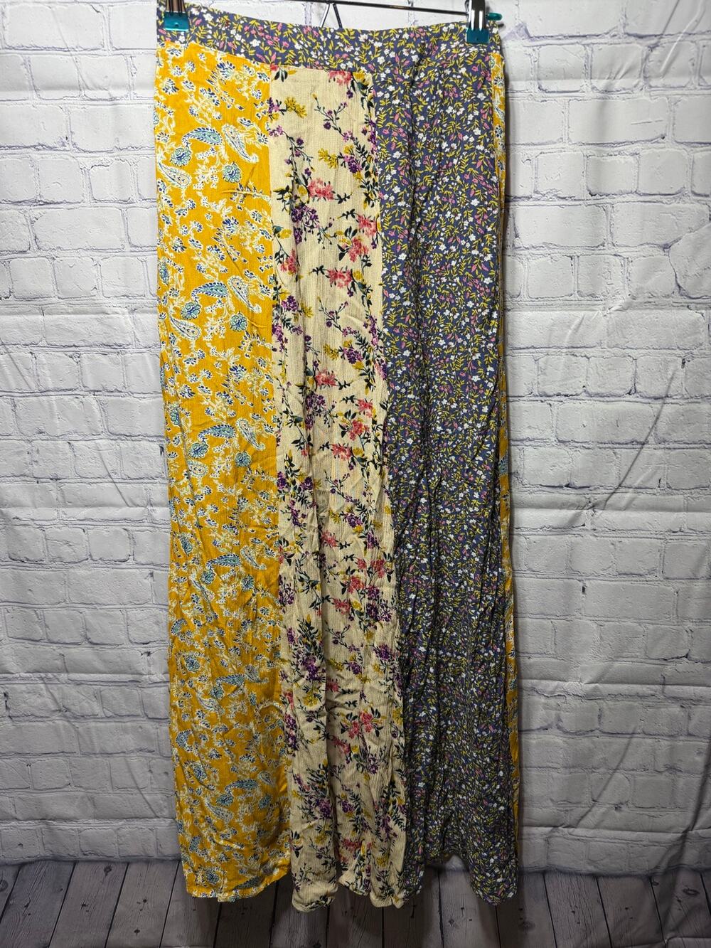 Natural Life Boho Patchwork Floral Maxi Skirt Sz S Whimsigoth Boho NWOT